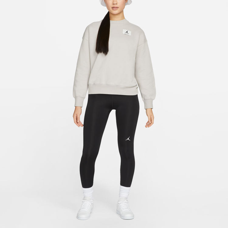 (WMNS) Air Jordan Fleece Crew Fleece Lined Round Neck Loose Pullover Hoodie 'Light Mineral Grey' DM5190-012