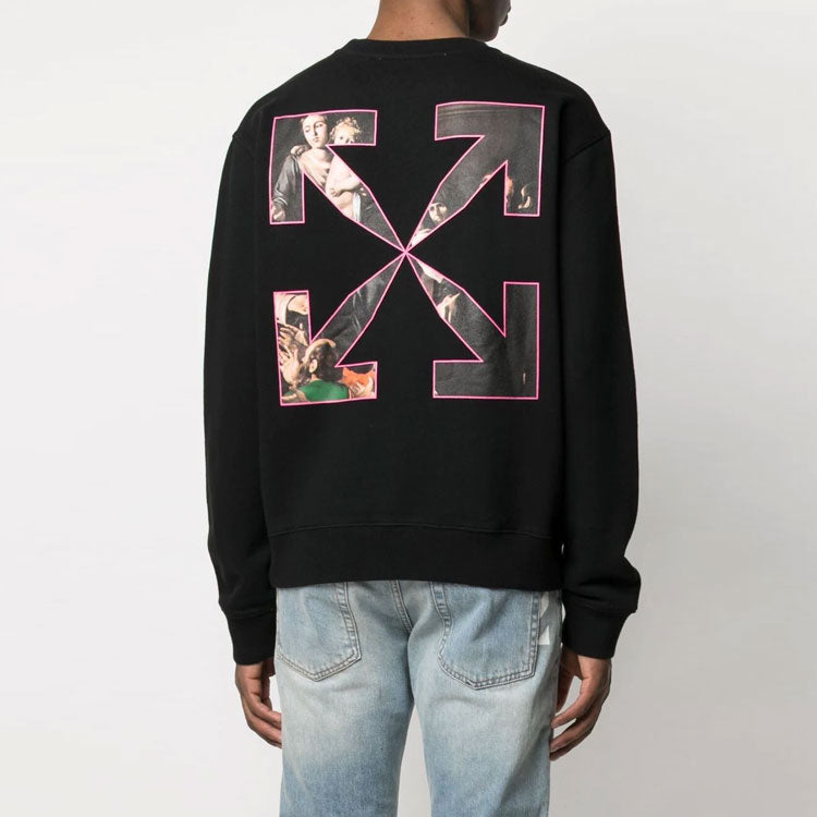 Off-White SS21 Arrows Pattern Printing Round Neck Long Sleeves Version Black OMBA025S21FLE0091001