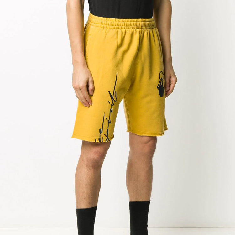 Off-White FW20 Arrows Printing Sports Shorts Men Yellow OMCI006F20FLE0031610