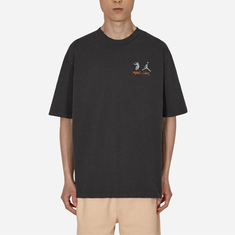 Air Jordan x union Crossover SS22 Solid Color Breathable Logo Round Neck Short Sleeve Asia Edition Black DM2844-045
