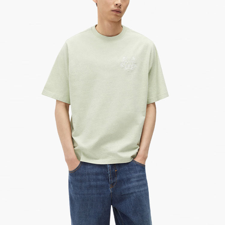 Men's KENZO FW21 Tiger Head Printing Round Neck Short Sleeve Mint Green T-Shirt FB65TS053401-47