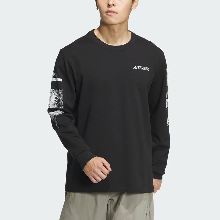 adidas National Geographic Aeroready Graphic Long Sleeve Tee Asia Sizing 'Black' IS9510