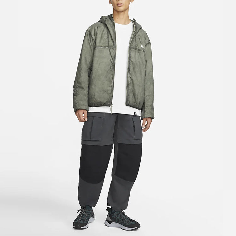 Men's Nike ACG Therma-FIT ADV Rope De Dope Solid Color Zipper Hooded Long Sleeves Green Jacket DJ1257-320