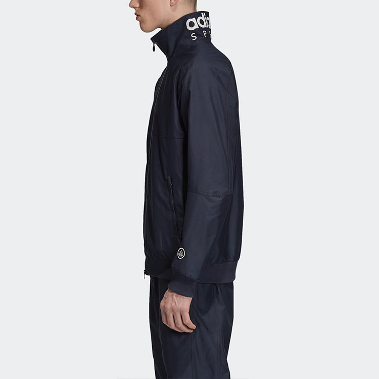 adidas originals Mcadam Tt Solid Color Zipper Stand Collar Jacket Blue DW6698