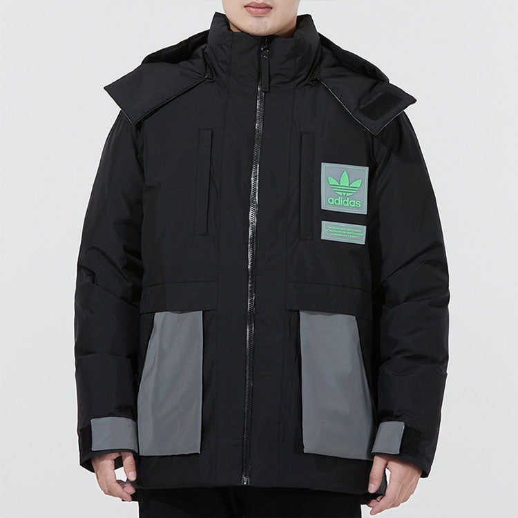 adidas originals Innov Fab Downj Casual Stay Warm Sports hooded down Jacket Black H66017