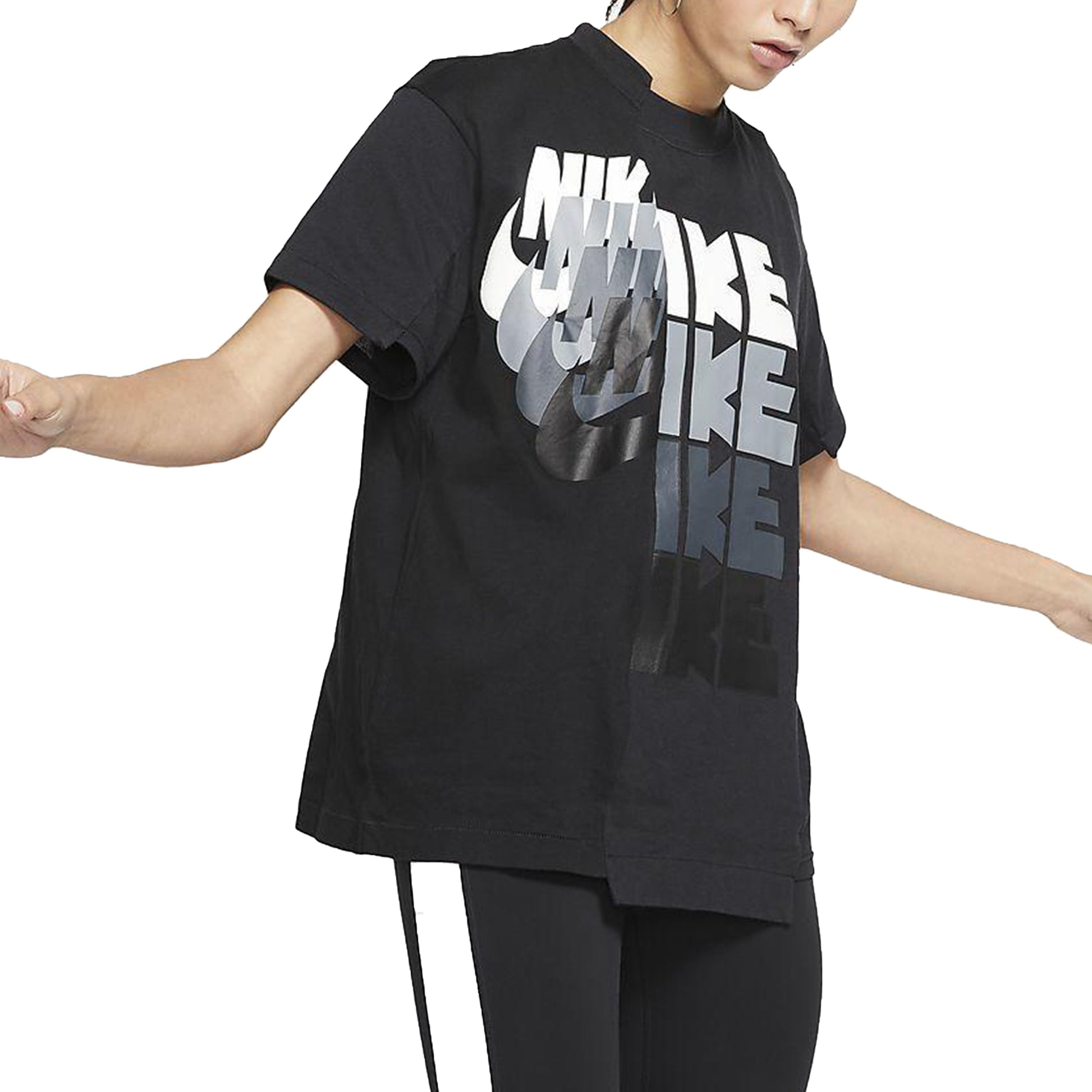 (WMNS) Nike x sacai Hybrid T-Shirt 'Black' CD6310-010