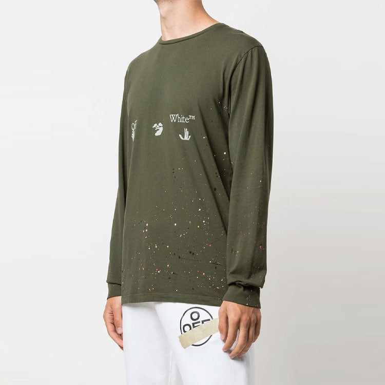 Off-White SS21 Printing Long Sleeves Green OMAB001S21JER0025701