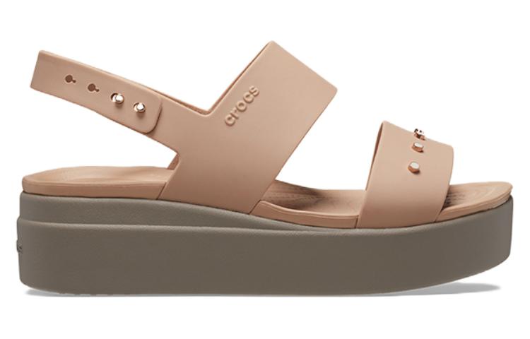 (WMNS) Crocs Brooklyn Studded Low Wedge 'Cork Mushroom' 209254-2DH