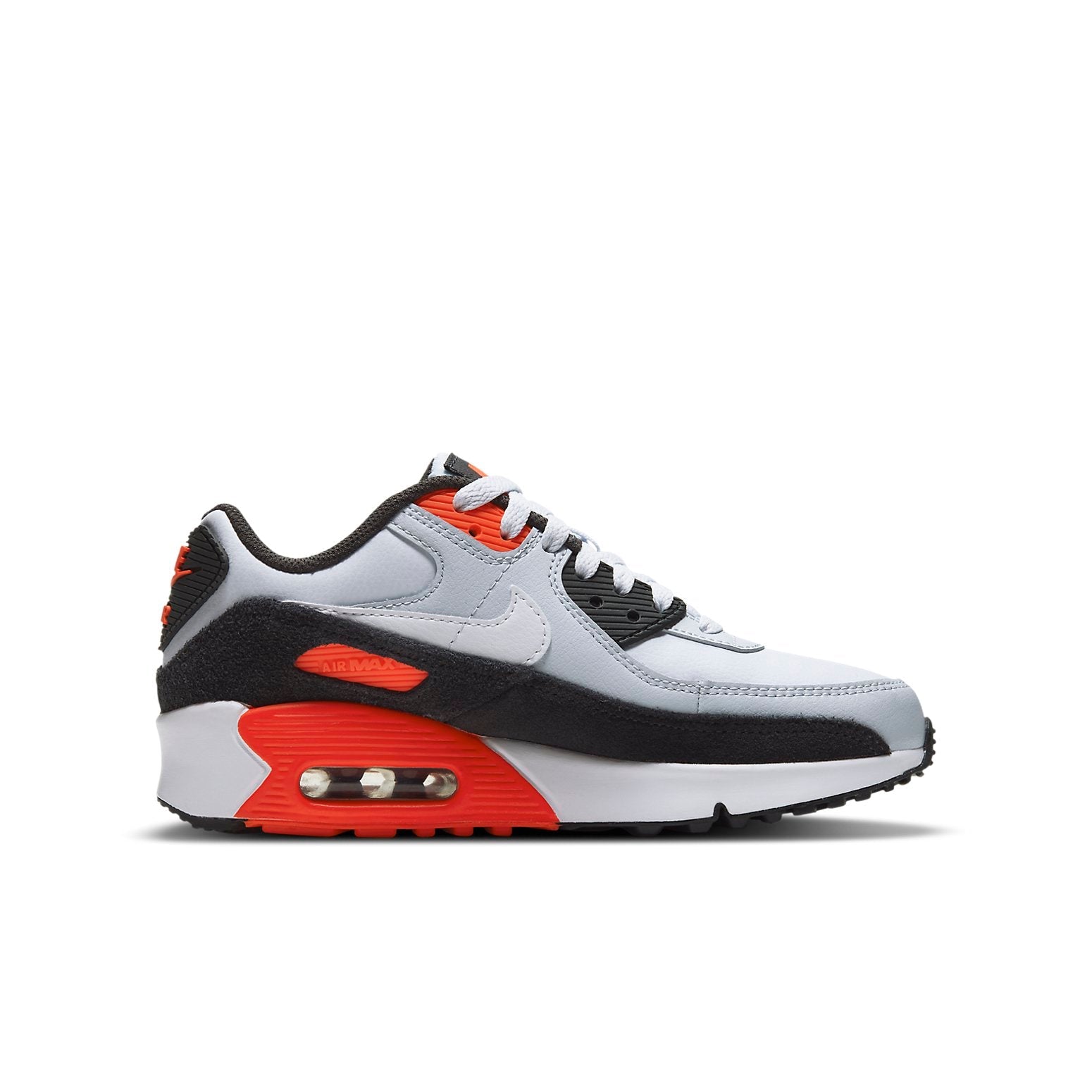 (GS) Nike Air Max 90 Leather 'Grey Bright Crimson' CD6864-012