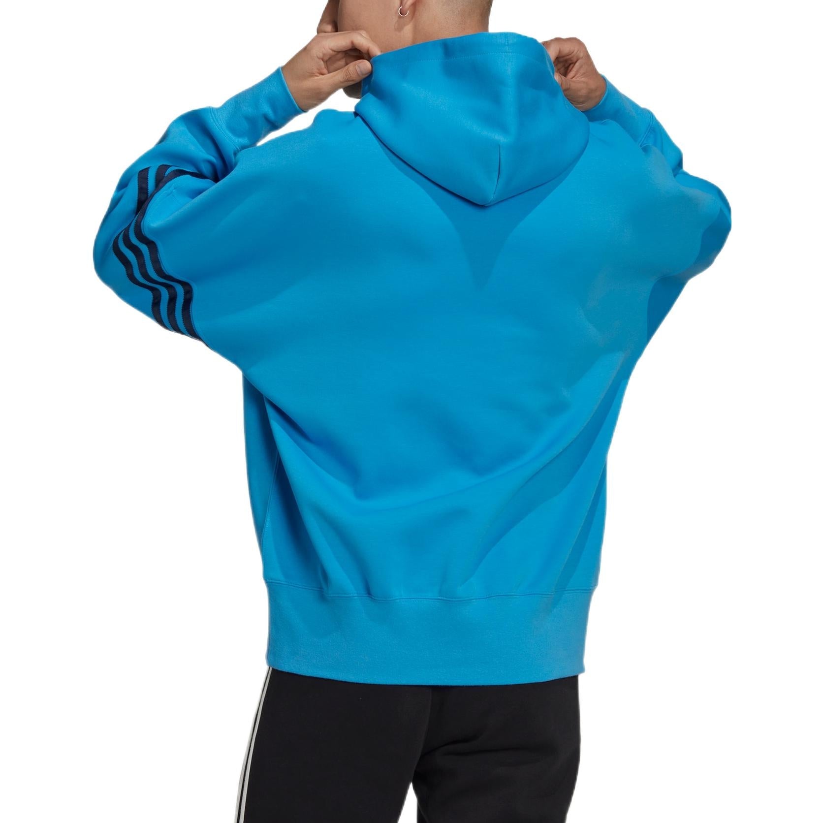 Men's adidas originals Solid Color Logo Drawstring Hooded Pullover Long Sleeves Blue HM1872