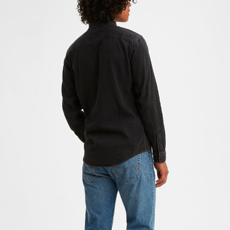 Men's Levis Midnight Blue Series Lapel Cotton Shirt Black 26454-0056