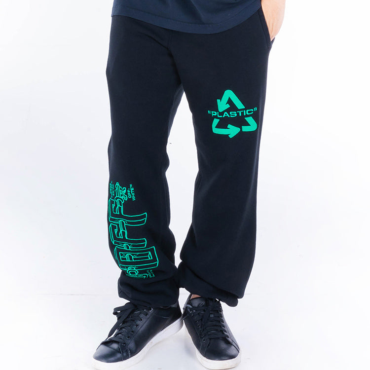 Off-White Embroidered Arrow Printing Long Pants Loose Fit Black OMCH020S20E300131044
