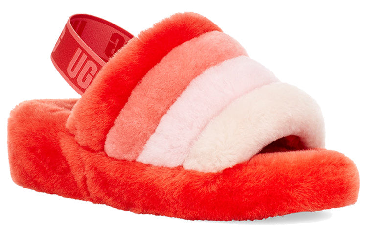 (WMNS) UGG Fluff Yeah Sandals Red White 1097169-LFMLT