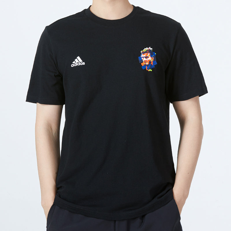 Men's adidas Beckham G T Athleisure Casual Sports Alphabet Round Neck Short Sleeve David Beckham No. 23 Black T-Shirt HA0939