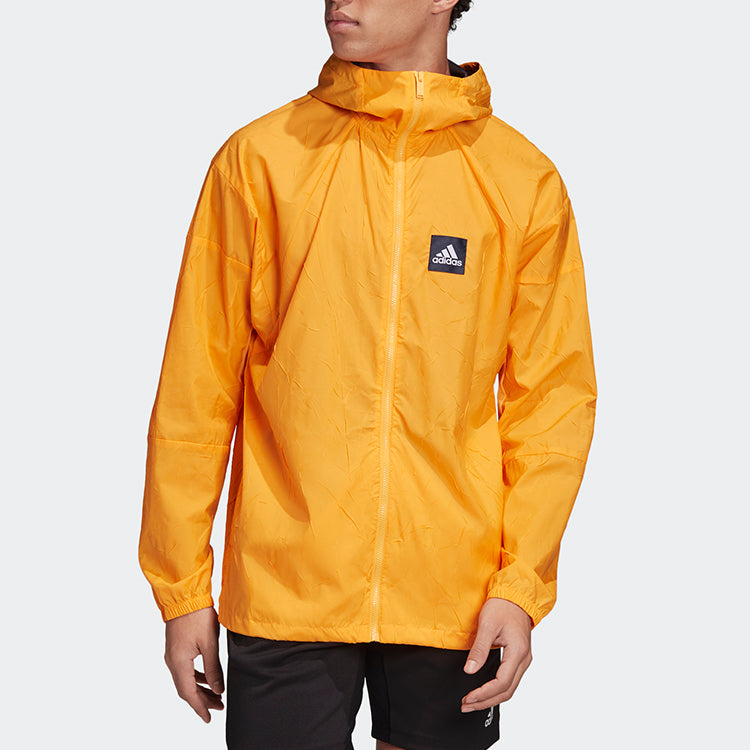 adidas Zipper Casual Sports Hooded Jacket Yellow FR8288