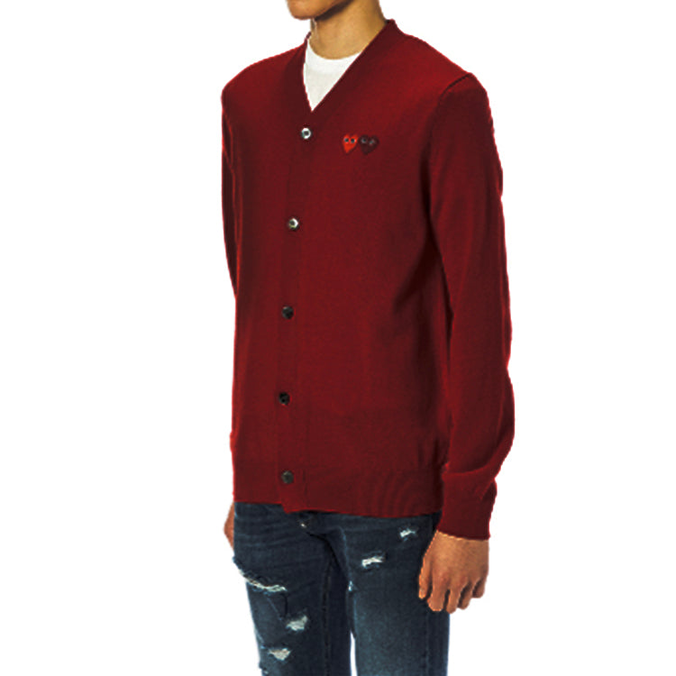 COMME des GARCONS PLAY Cardigan With Double Emblems 'Burgundy' AZ-N058-051-4