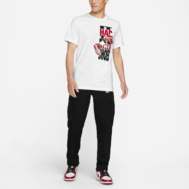 Men's Air Jordan The Shoes Printing Sports Round Neck Short Sleeve White T-Shirt DH8954-100