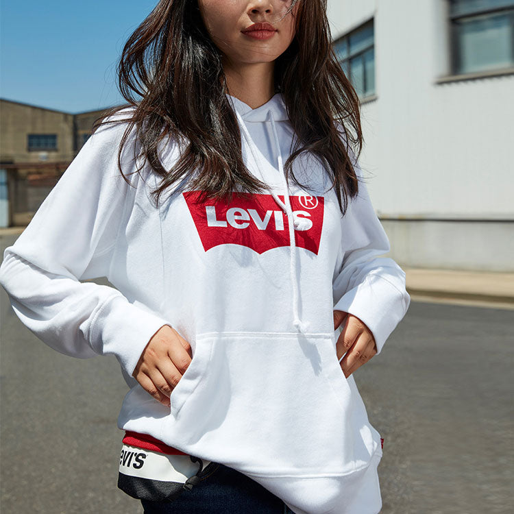 (WMNS) Levi's Alphabet Logo Printing Hoodie White 35946-0100