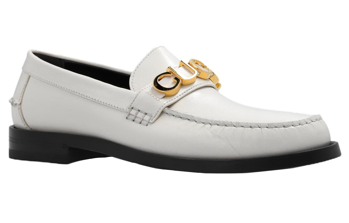 (WMNS) Gucci Loafer with Metal Gucci logo 'White' 700036-D3V00-9022