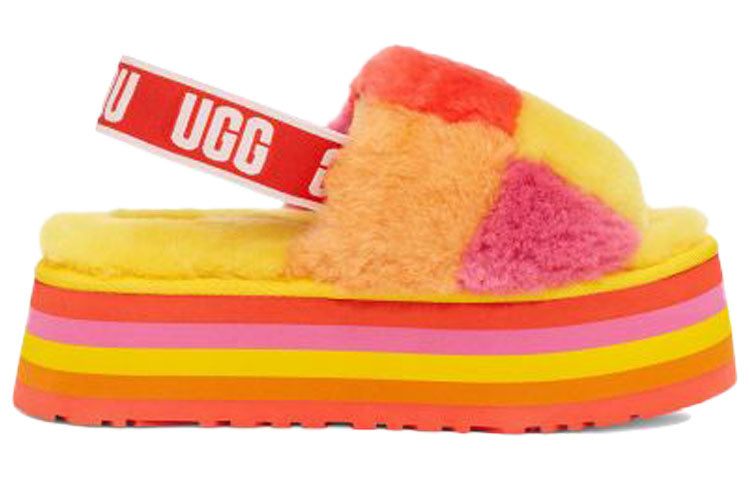 (WMNS) UGG Disco Checker Slide Thick Sole Sandals Yellow 1113490-PRYW