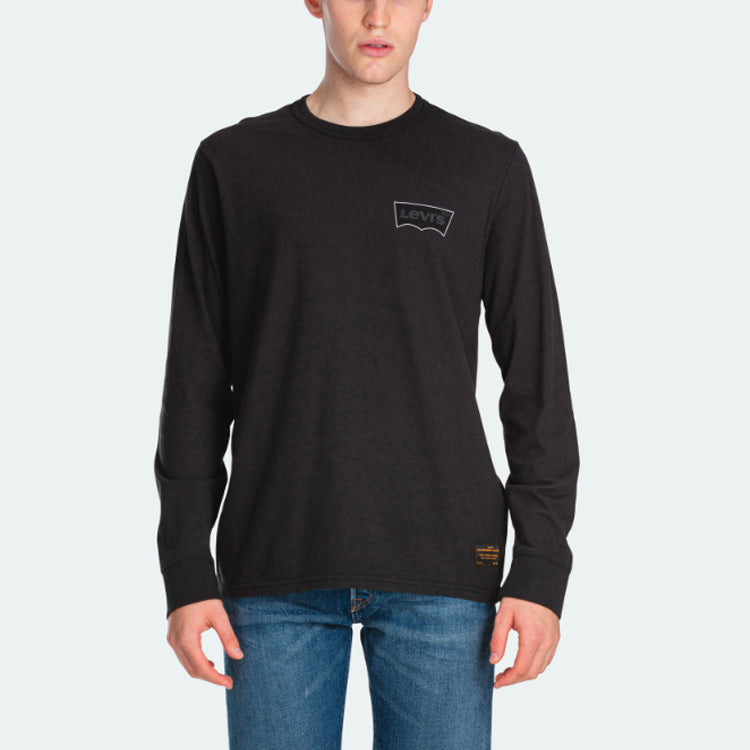 Men's Levis Round Neck Solid Color Long Sleeves Black T-Shirt 29495-0018
