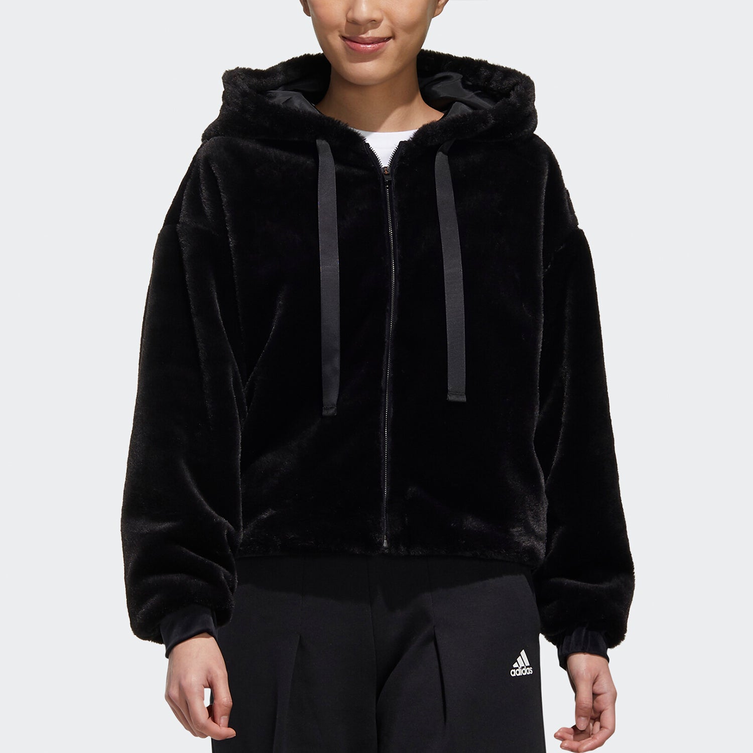 (WMNS) adidas Style Fur Windproof Hooded Jacket Black GM1468