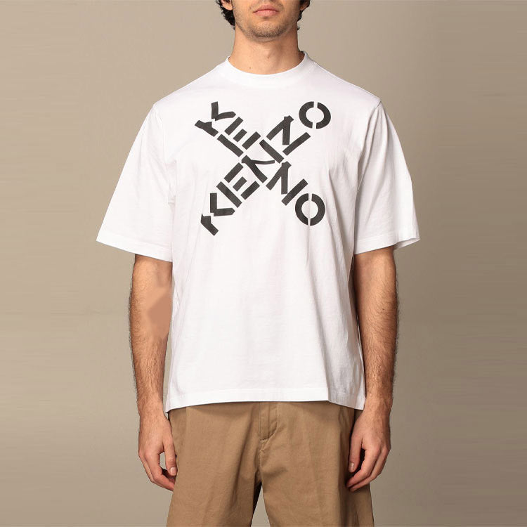 Men's KENZO SS21 Logo Alphabet Printing Short Sleeve White FA65TS5024SJ-01