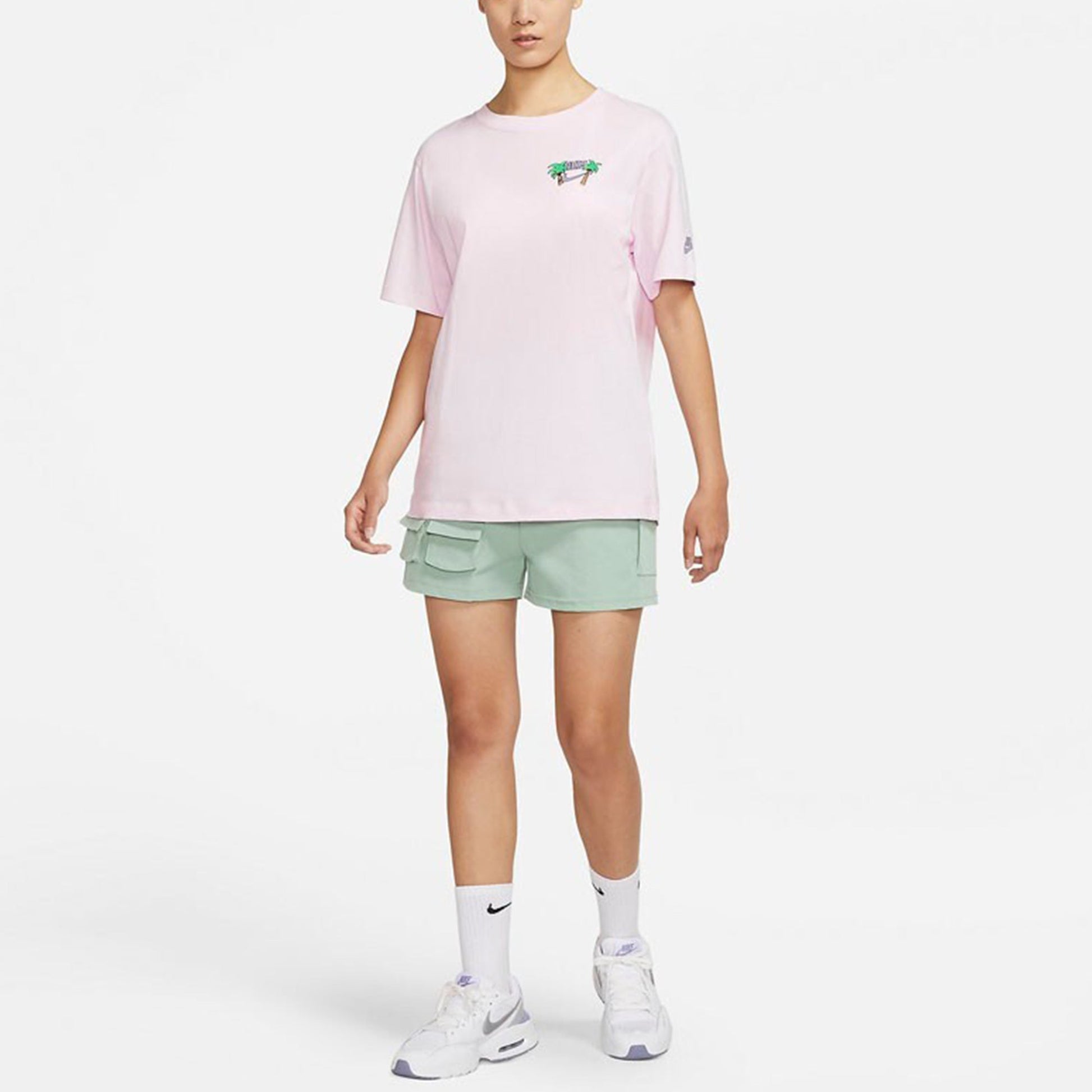 (WMNS) Nike Sports Causual Ventilate Coconut Tree Printing T-Shirts ' Pink' DJ1916-695
