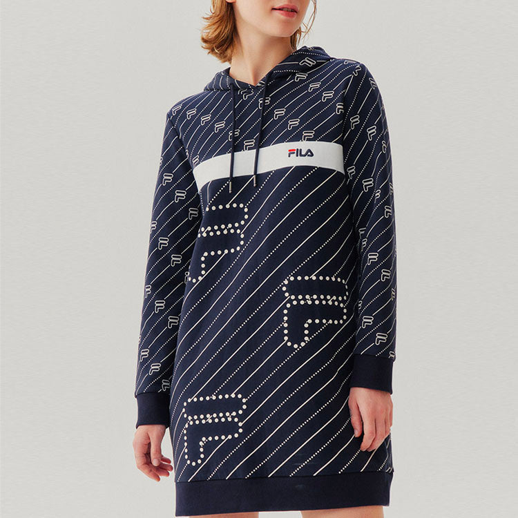 (WMNS) FILA Long Casual Printing Hoodie Blue F11W048303F-NV