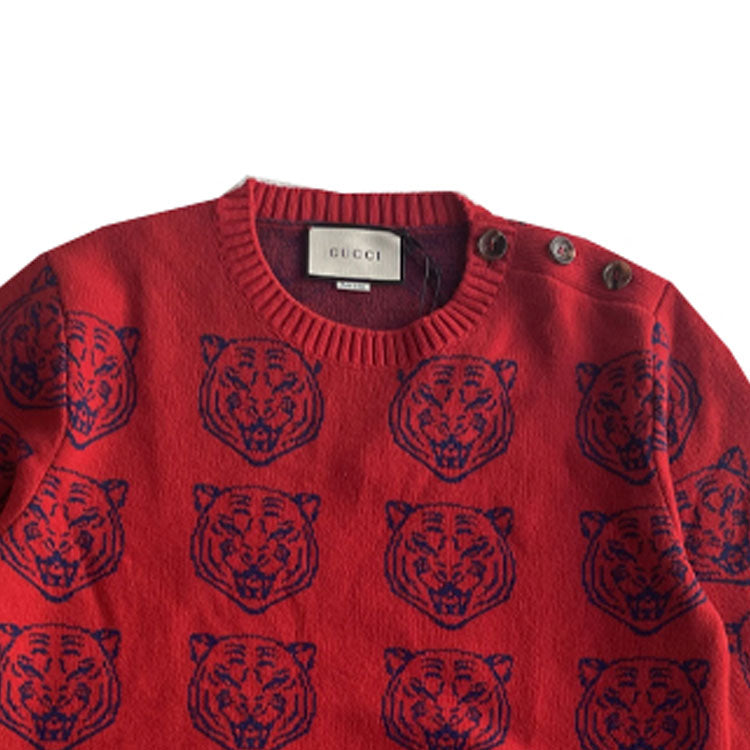 Gucci Knit Sweater Jumper With Tigers 'Red' 474712-X1469-6526
