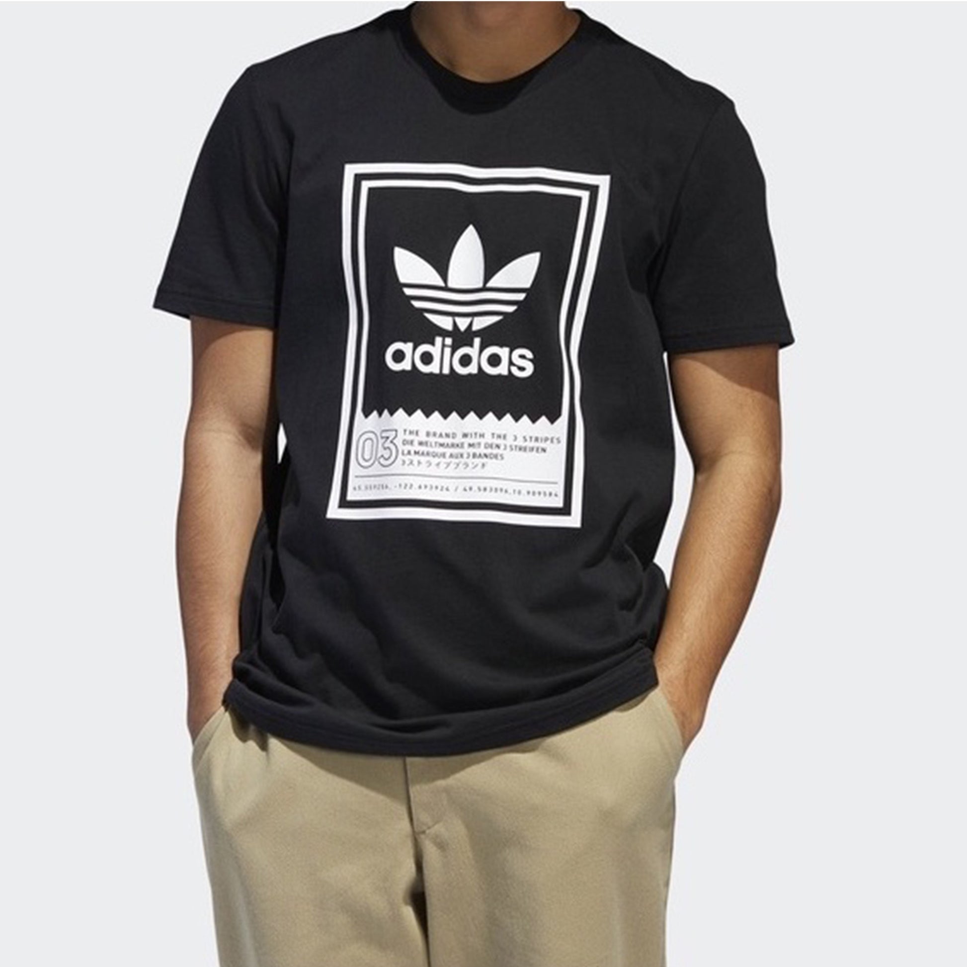 adidas originals Large Logo Printing Casual Sports Short Sleeve Black DU8342