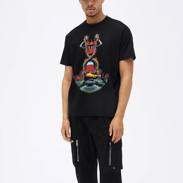 Men's Burberry SS21 Printing Cotton Loose Short Sleeve Black 80406831