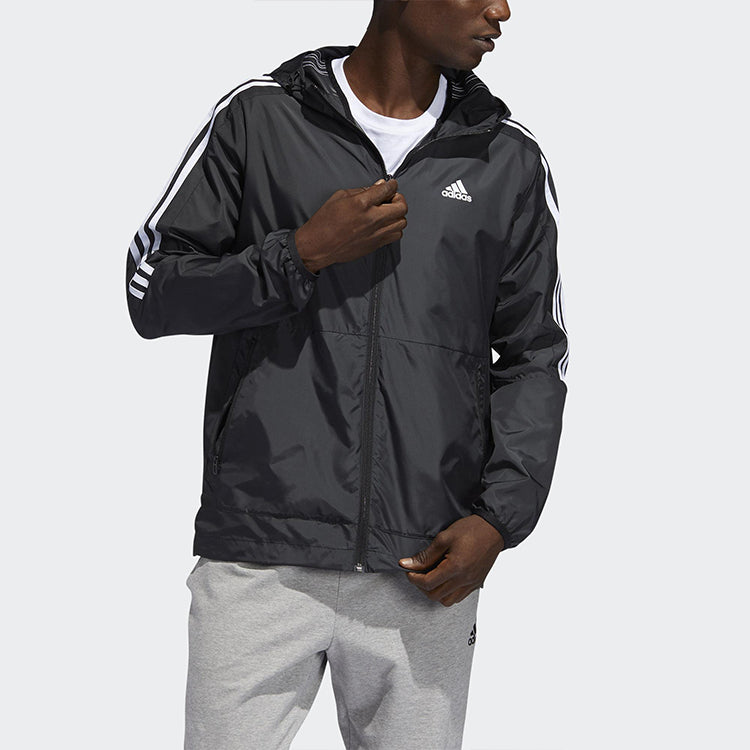 Men's adidas Stripes Windbreaker Jacket Black FT2835