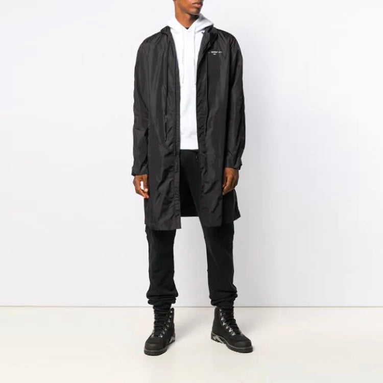 Off-White Arrow Printing hooded Windbreaker Black OMEA171E19E060031091