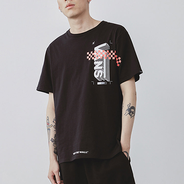 Men's Vans Logo Printing Round Neck Short Sleeve Black VN0A4P43BLK