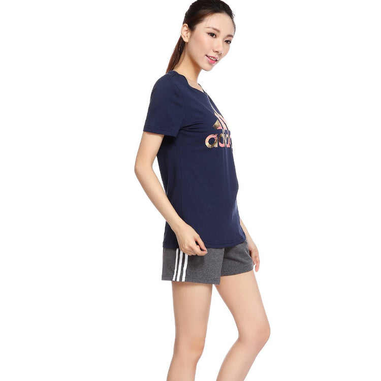 (WMNS) adidas Training Round Neck Short Sleeve Navy Blue CD1954
