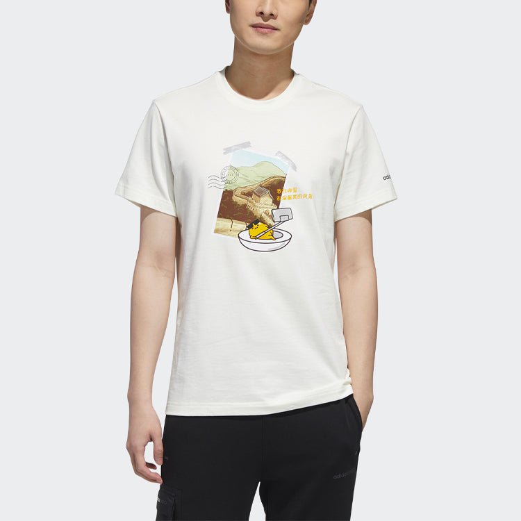 adidas neo x M GDTM Tee Yellow Crossover Printing Round Neck Sports Short Sleeve White GL7241
