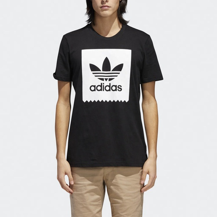 adidas originals Logo Round Neck Sports Short Sleeve Black CW2339