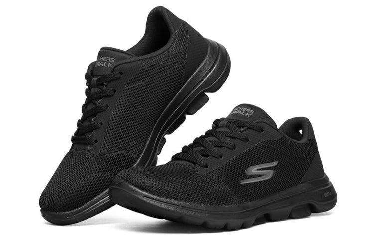 (WMNS) Skechers Go Walk 5 Leather Shoes Black 15902-BBK
