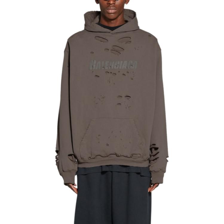 Balenciaga Caps Destroyed Hoodie 'Tan' 659403TKVB67185