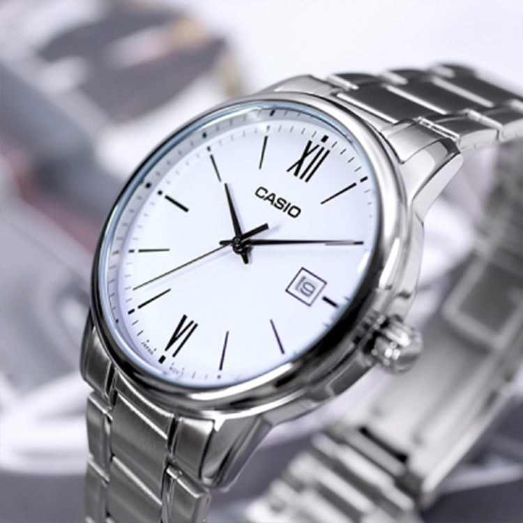 CASIO Male DRESS Japan / South Korea Fashion Mens Silver Analog MTP-V002D-7B3