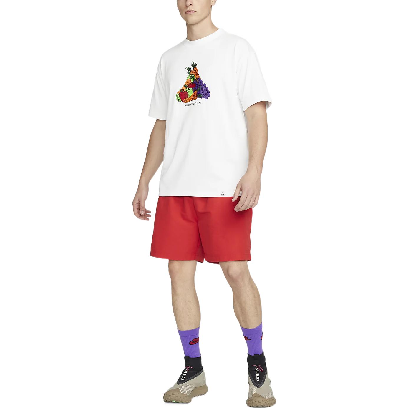 Nike ACG Solid Color Cartoon Fruit Printing Round Neck Casual Short Sleeve White DQ4955-121