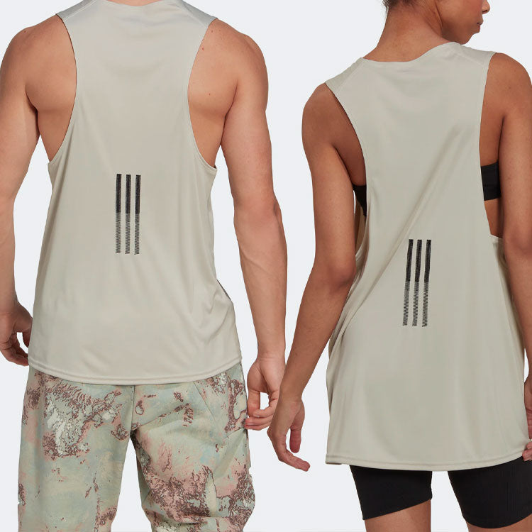 adidas Solid Color Alphabet Sports Training Vest Unisex Bauxite Brown HG6442