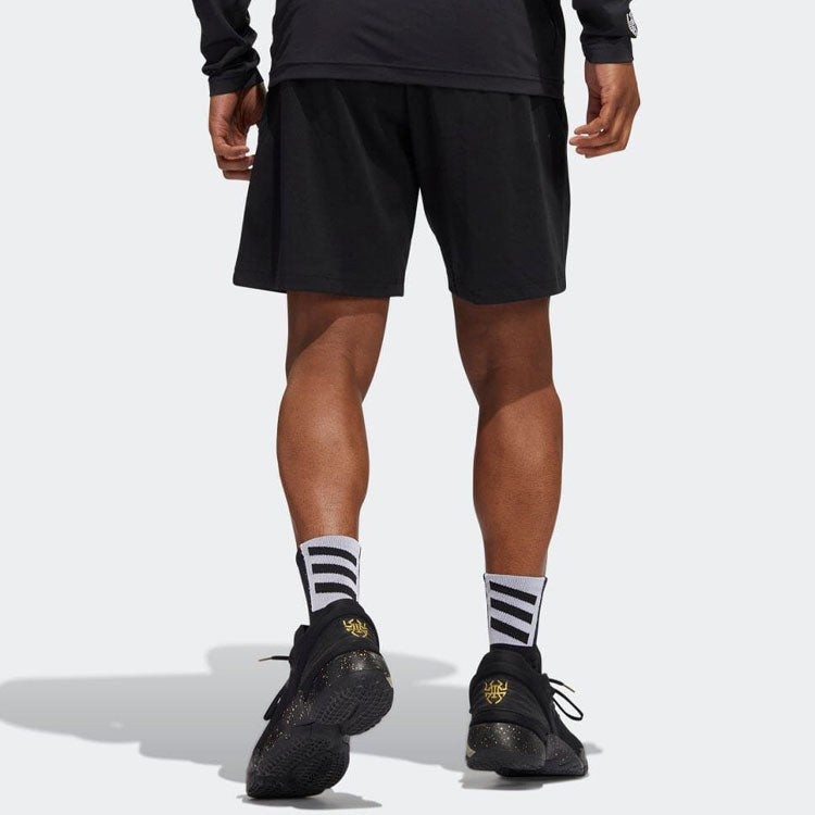 adidas Solid Color Lacing Basketball Sports Shorts Black HI5828