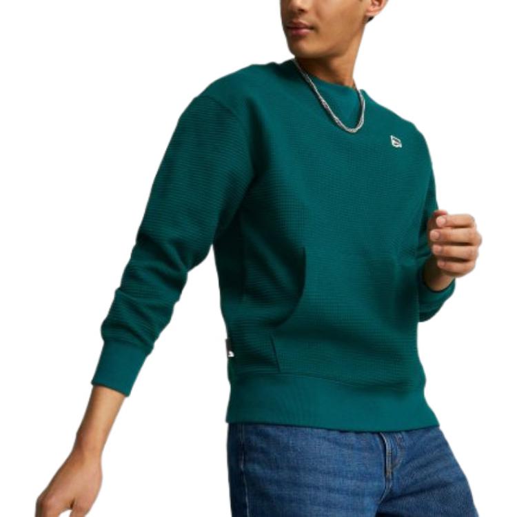 PUMA Downtown Waffle Crewneck Sweatshirt 'Green' 537730-24