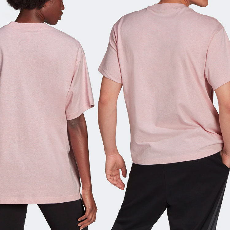 adidas Solid Color Logo Micro Mark Casual Short Sleeve Couple Style Pink H65778