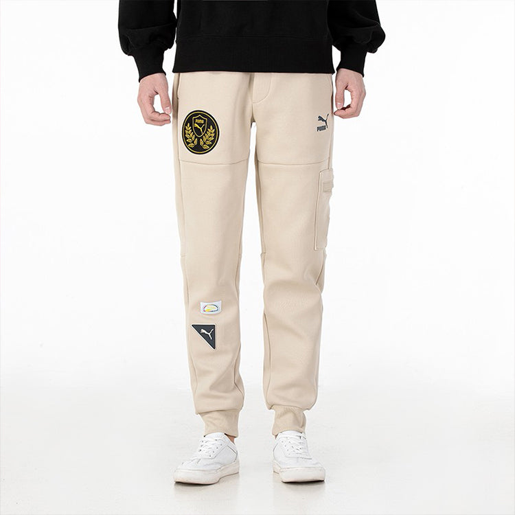 PUMA Mix Badge Knit Sweatpant 'Beige' 537040-64