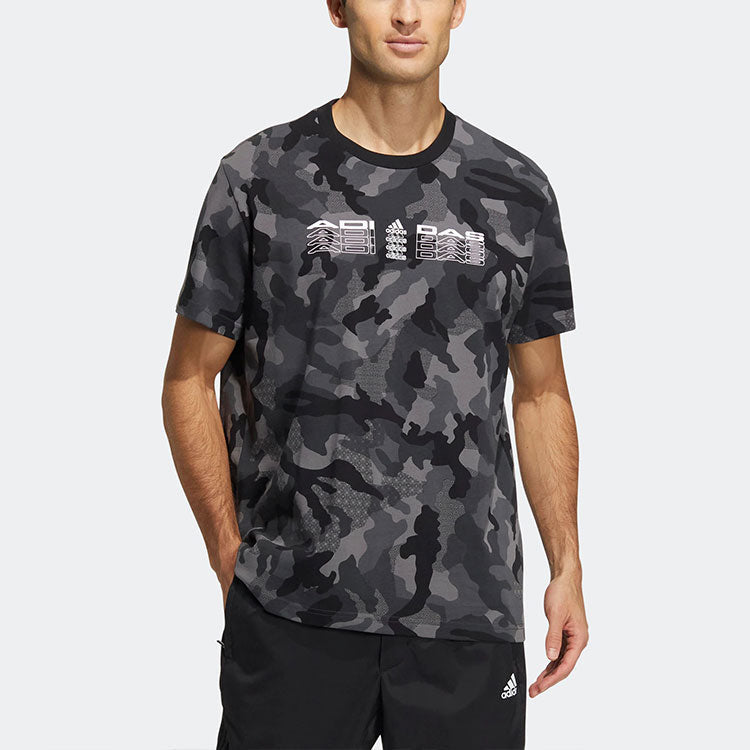 Men's adidas Sports Printing Short Sleeve Black T-Shirt HE7413