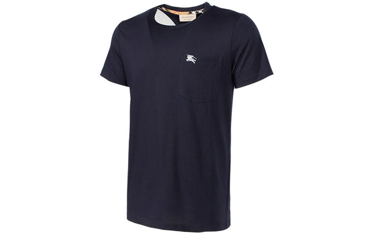 Men's Burberry SS21 Knight Logo Round Neck Short Sleeve Navy Blue 80277201