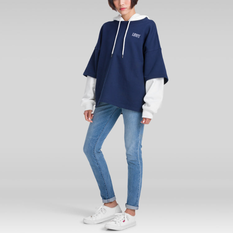 (WMNS) Levi's Splicing Casual Hoodie 'Blue' 15771-0001